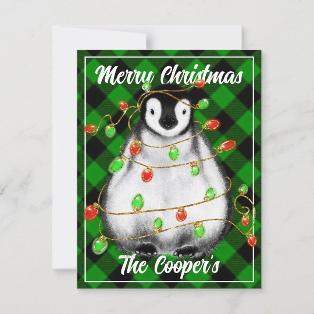 Cute Christmas Penguin festive Arctic animal  Note Card (Front)