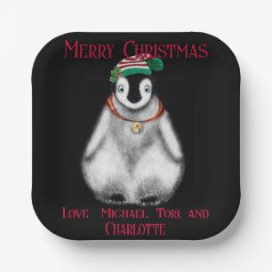 Cute Christmas Penguin , festive Arctic animal     Paper Plates