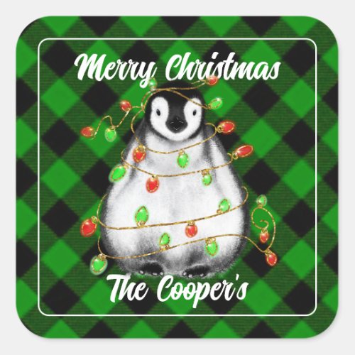 Cute Christmas Penguin festive Arctic animal  Square Sticker