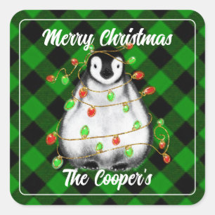 Cute Christmas Penguin festive Arctic animal Square Sticker