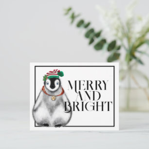 Cute Christmas Penguin , festive Arctic animals Postcard