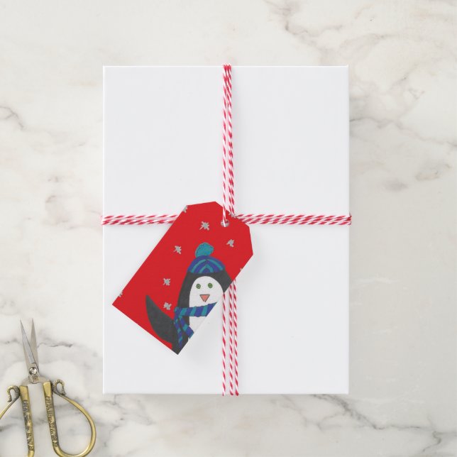 Cute Christmas Penguin  Gift Tags (With Twine)