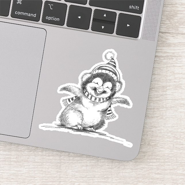 Cute Christmas Penguin, Happy Baby Bird Sticker (Detail)