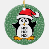 Cute Christmas Penguin Ho Ho Ho Ceramic Ornament (Back)