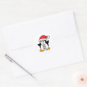Cute Christmas Penguin Ho Ho Ho Classic Round Sticker (Envelope)