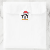 Cute Christmas Penguin Ho Ho Ho Classic Round Sticker (Bag)