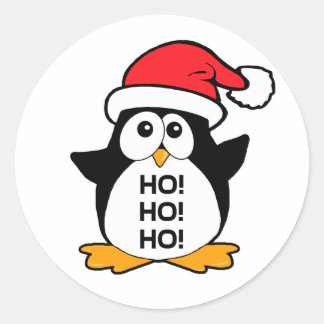 Cute Christmas Penguin Ho Ho Ho Classic Round Sticker