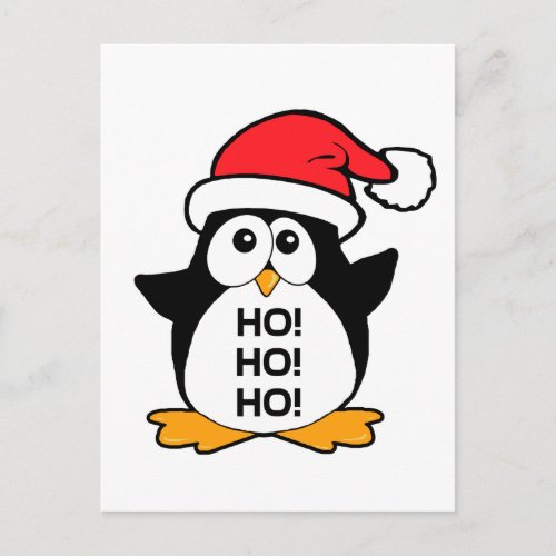 Cute Christmas Penguin Ho Ho Ho Holiday Postcard