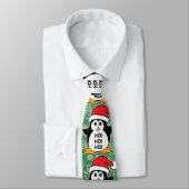 Cute Christmas Penguin Ho Ho Ho Tie (Tied)