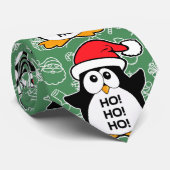 Cute Christmas Penguin Ho Ho Ho Tie (Rolled)