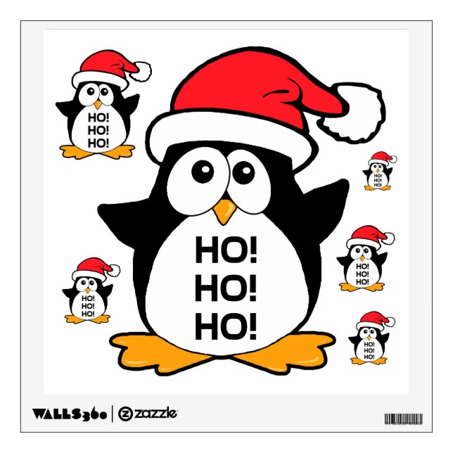 Cute Christmas Penguin Ho Ho Ho Wall Decal (Front)