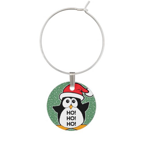 Cute Christmas Penguin Ho Ho Ho Wine Charm