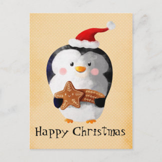 Cute Christmas Penguin Holiday Postcard