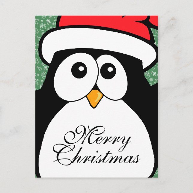 Cute Christmas Penguin Holiday Postcard (Front)