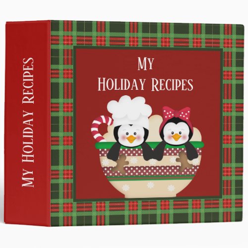 cute Christmas penguin Holiday recipe  3 Ring Binder