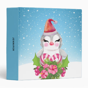 Cute Christmas Penguin in Santa Hat 3 Ring Binder