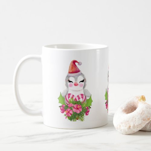 Cute Christmas Penguin in Santa Hat Coffee Mug