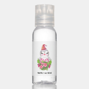 Cute Christmas Penguin in Santa Hat Hand Sanitizer