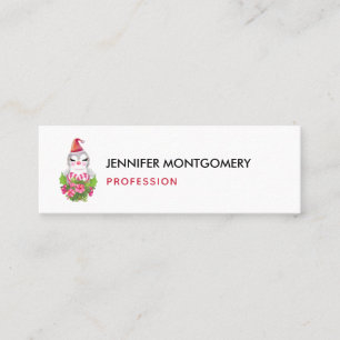 Cute Christmas Penguin in Santa Hat Mini Business Card