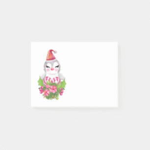 Cute Christmas Penguin in Santa Hat Post-it Notes