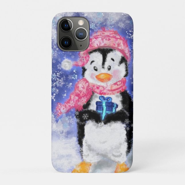 Cute Christmas Penguin iPhone Case (Back)
