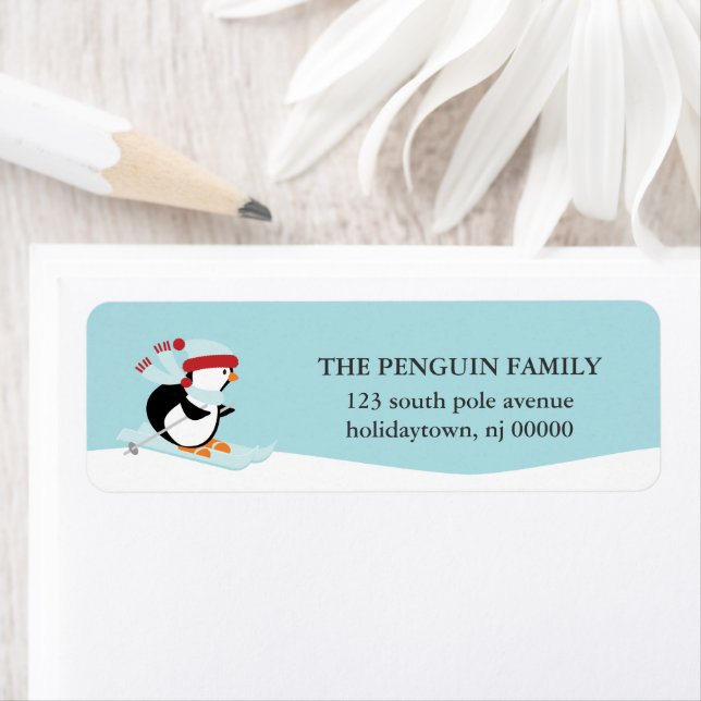 Cute Christmas Penguin Label (Insitu)