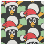 Cute Christmas Penguin Pattern Green Fabric