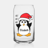 Cute Christmas Penguin Personalize Can Glass (Front)