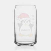Cute Christmas Penguin Personalize Can Glass (Back)