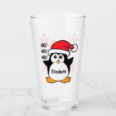 Cute Christmas Penguin Personalize Glass (Front)