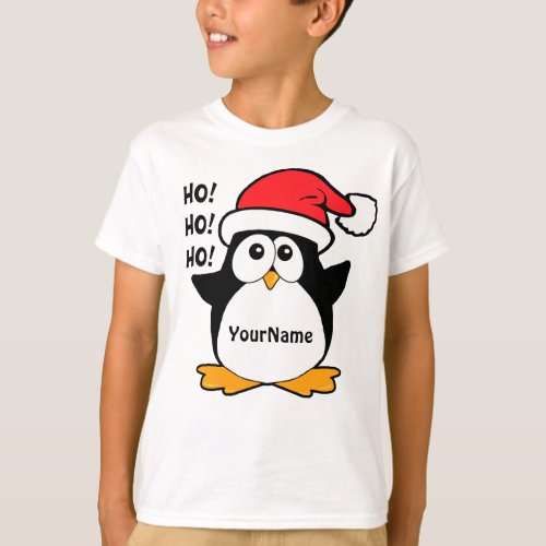 Cute Christmas Penguin Personalize T_Shirt
