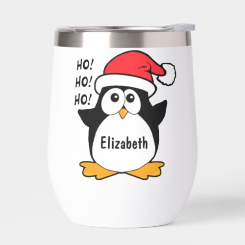 Cute Christmas Penguin Personalize Thermal Wine Tumbler