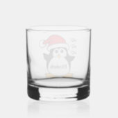 Cute Christmas Penguin Personalize Whiskey Glass (Back)