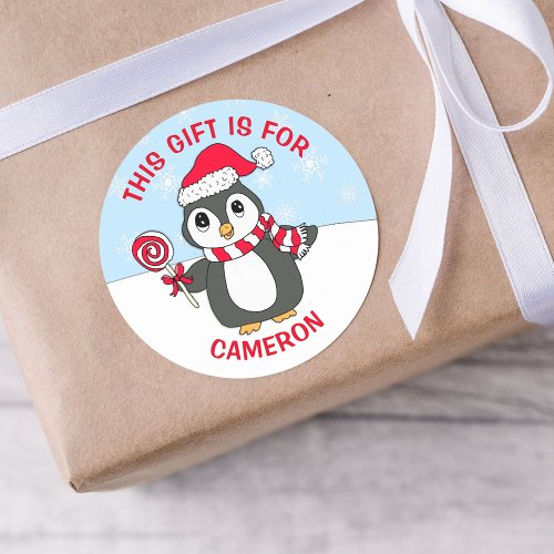 Cute Christmas Penguin Personalized Gift Tag