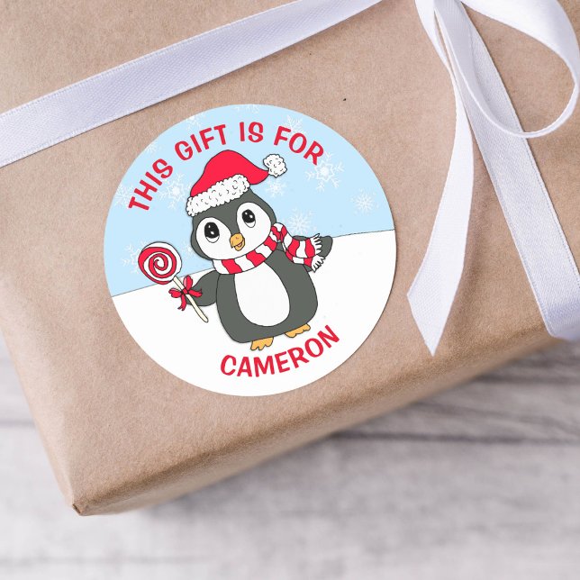 Cute Christmas Penguin Personalized Gift Tag (Creator Uploaded)
