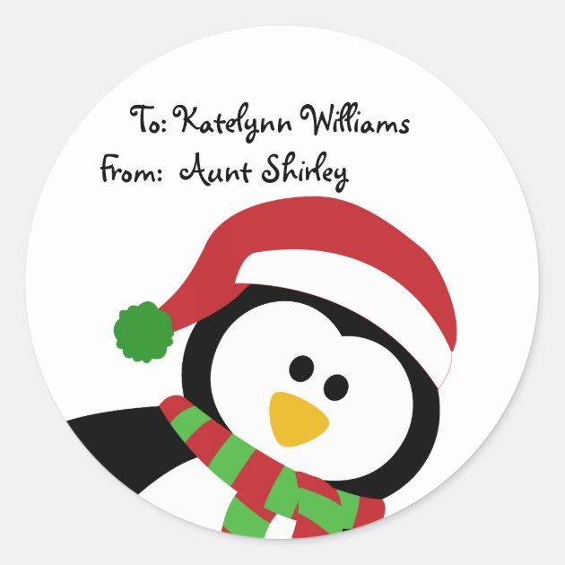 Cute Christmas Penguin Personalized Gift Tags