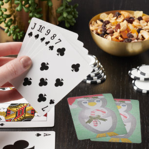 Cute Christmas Penguin Poker Cards