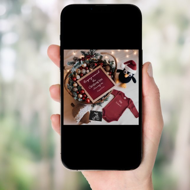 Cute Christmas penguin pregnancy announcement  (Front Digital)