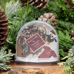 Cute Christmas penguin pregnancy announcement  Snow Globe