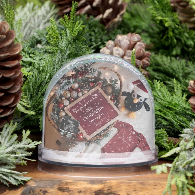 Cute Christmas penguin pregnancy announcement  Snow Globe (Winter)
