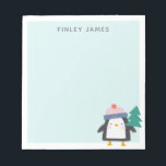 Cute Christmas Penguin Teal Mint Personalized  Notepad<br><div class="desc">Cute Christmas themed notepad with an adorable festive penguin illustration,  personalized with your name.</div>