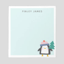 Cute Christmas Penguin Teal Mint Personalized  Notepad