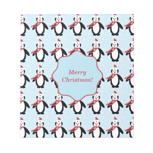 Cute Christmas Penguin wearing Santa hat Notepad