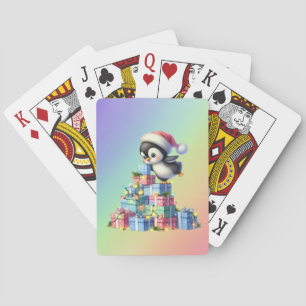 Cute Christmas Penguin with Gifts and Lights Card