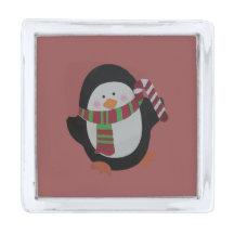 Cute Christmas Penguin with Scarf Pin