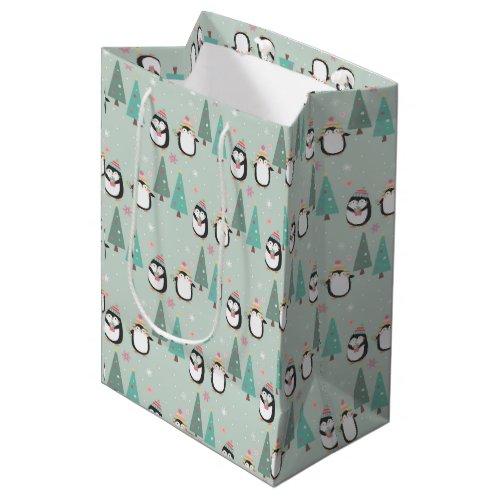Cute Christmas Penguins Medium Gift Bag