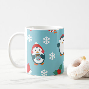 Cute Christmas Penguins Pattern Coffee Mug