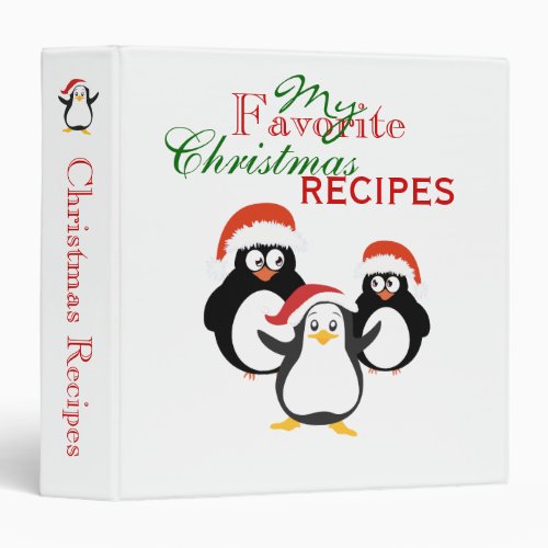 Cute Christmas Penguins Recipe Binder