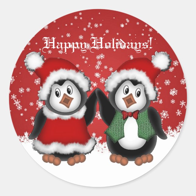 Cute Christmas Penguins Stickers (Front)