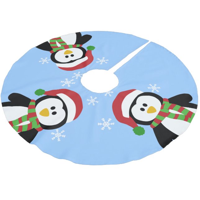 Cute Christmas Penguins Tree Skirt (Angled)